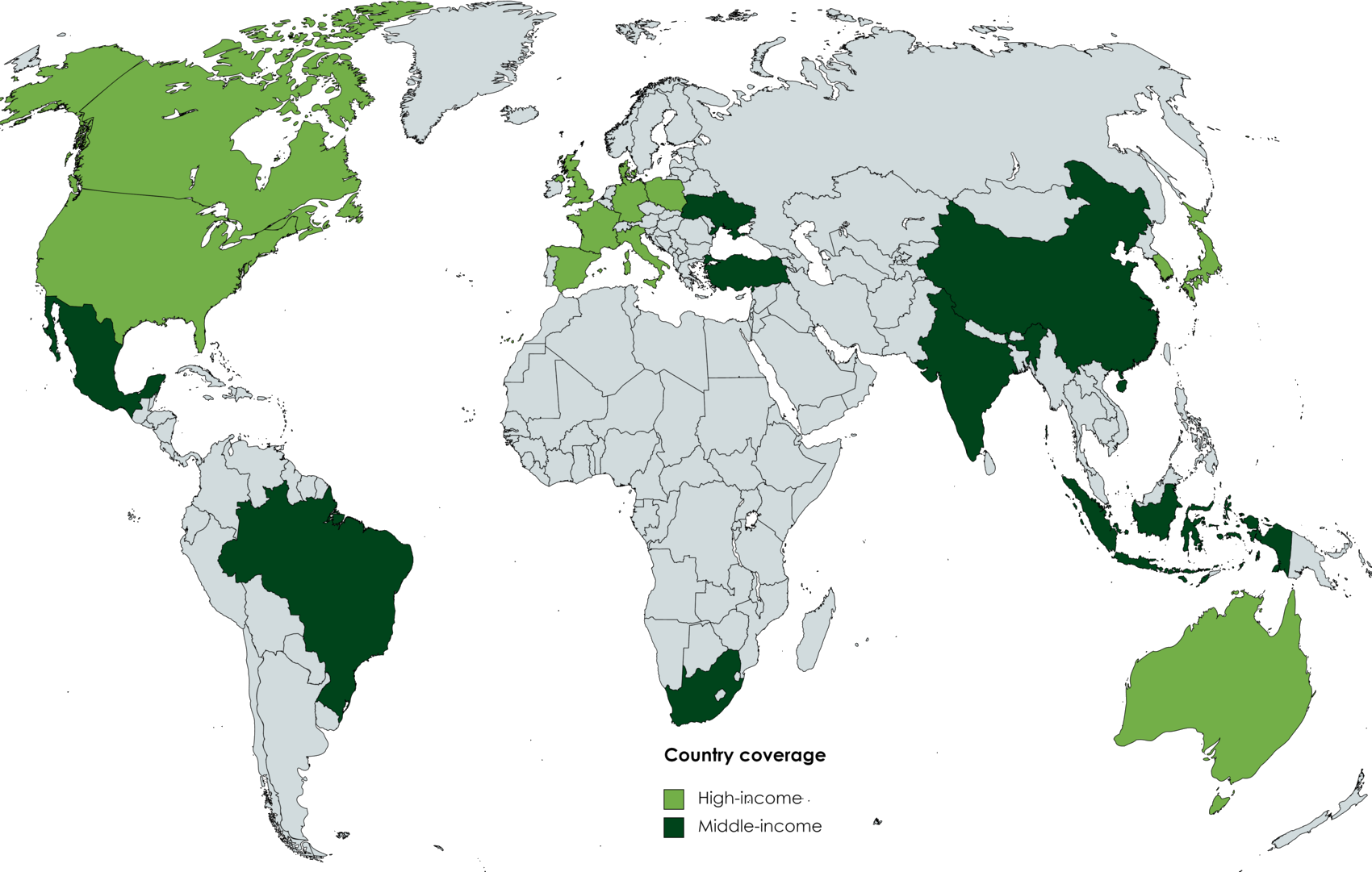 Countries covered by the study